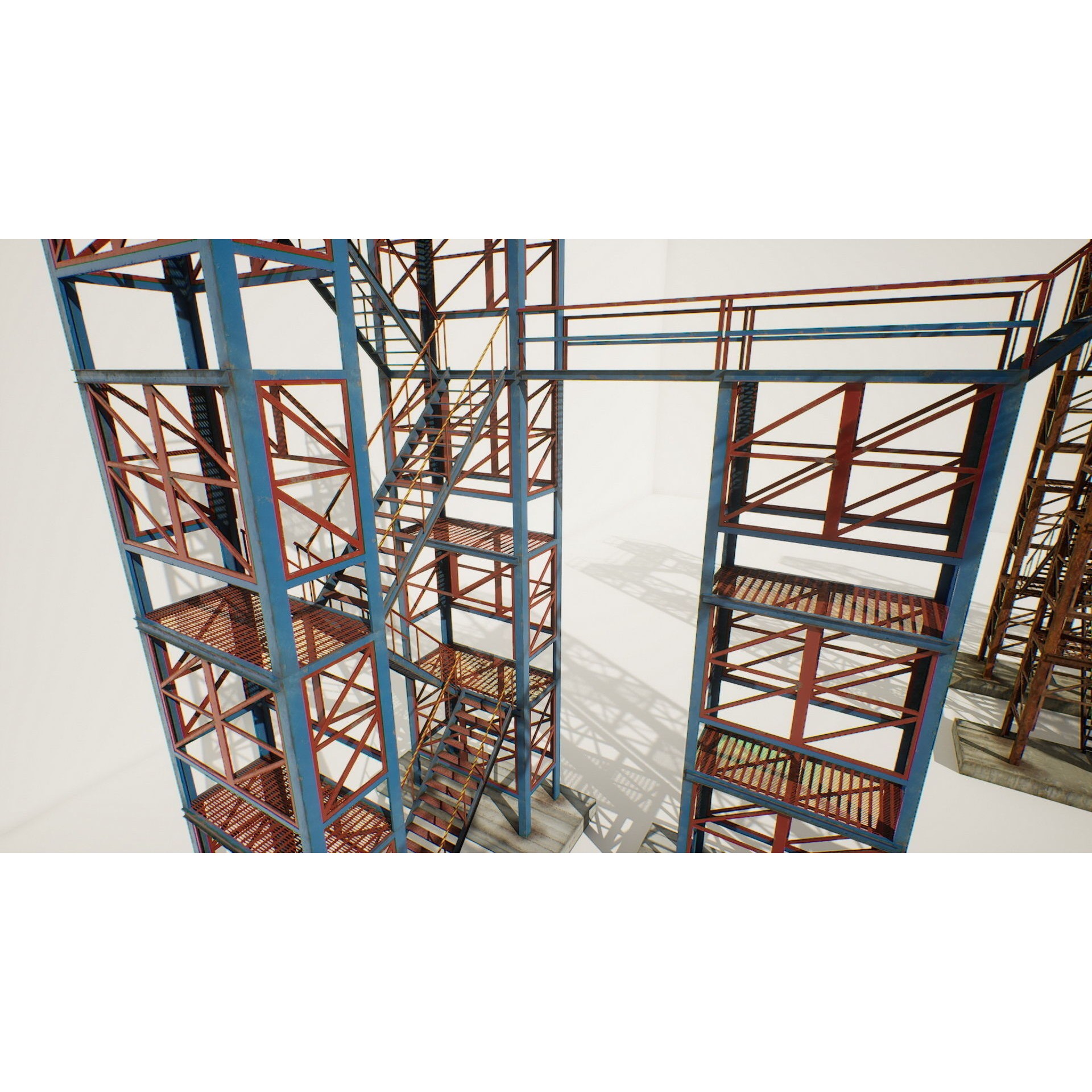 Industrial Stairs Modular - Low-Poly Game-Ready 3D Model - View 4