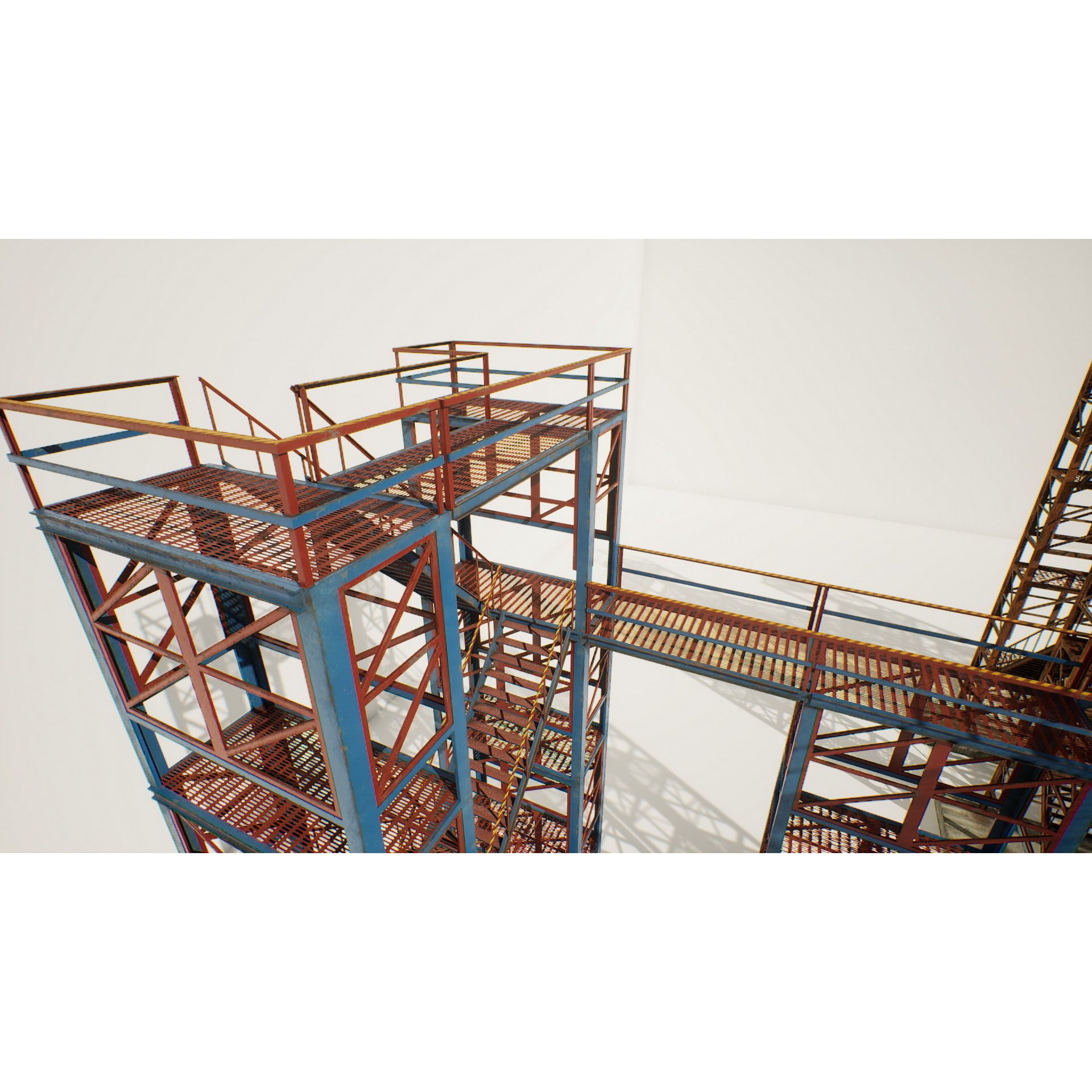 Industrial Stairs Modular - Low-Poly Game-Ready 3D Model - View 5
