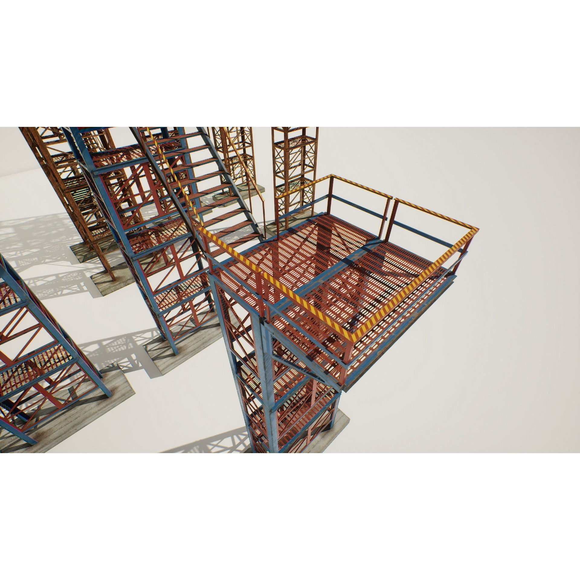 Industrial Stairs Modular - Low-Poly Game-Ready 3D Model - View 6