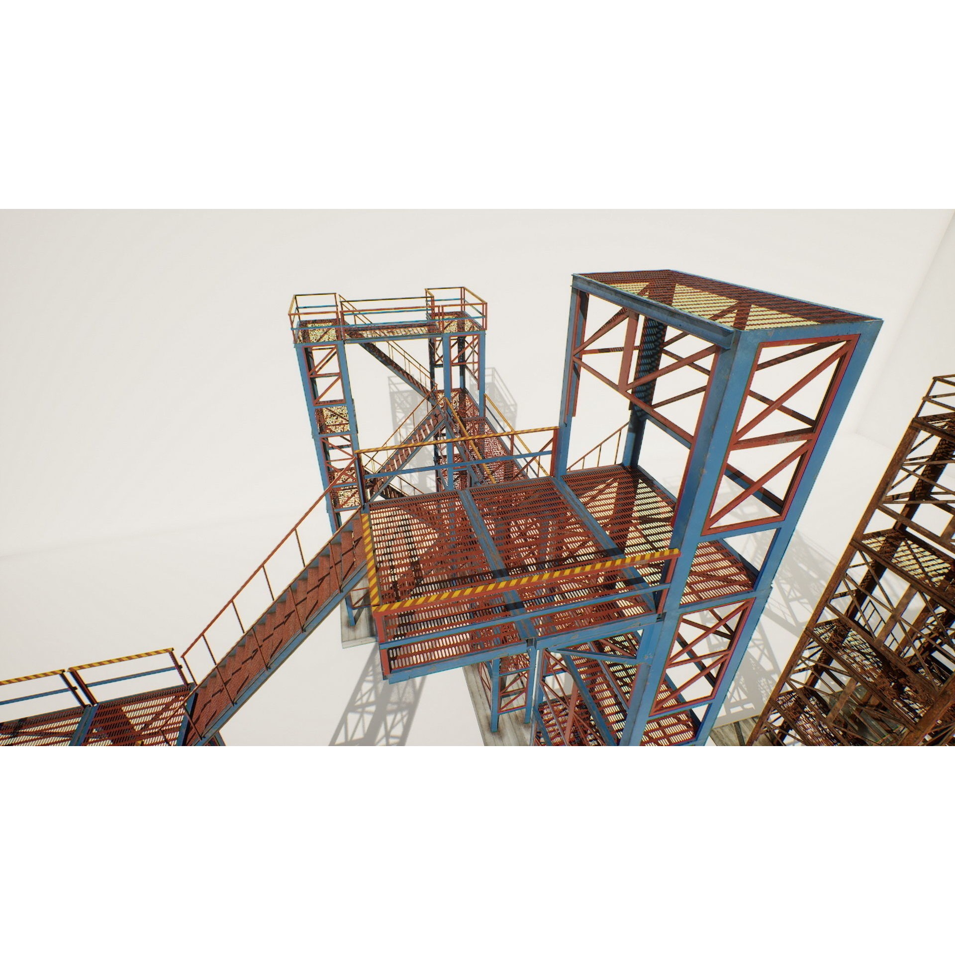 Industrial Stairs Modular - Low-Poly Game-Ready 3D Model - View 7