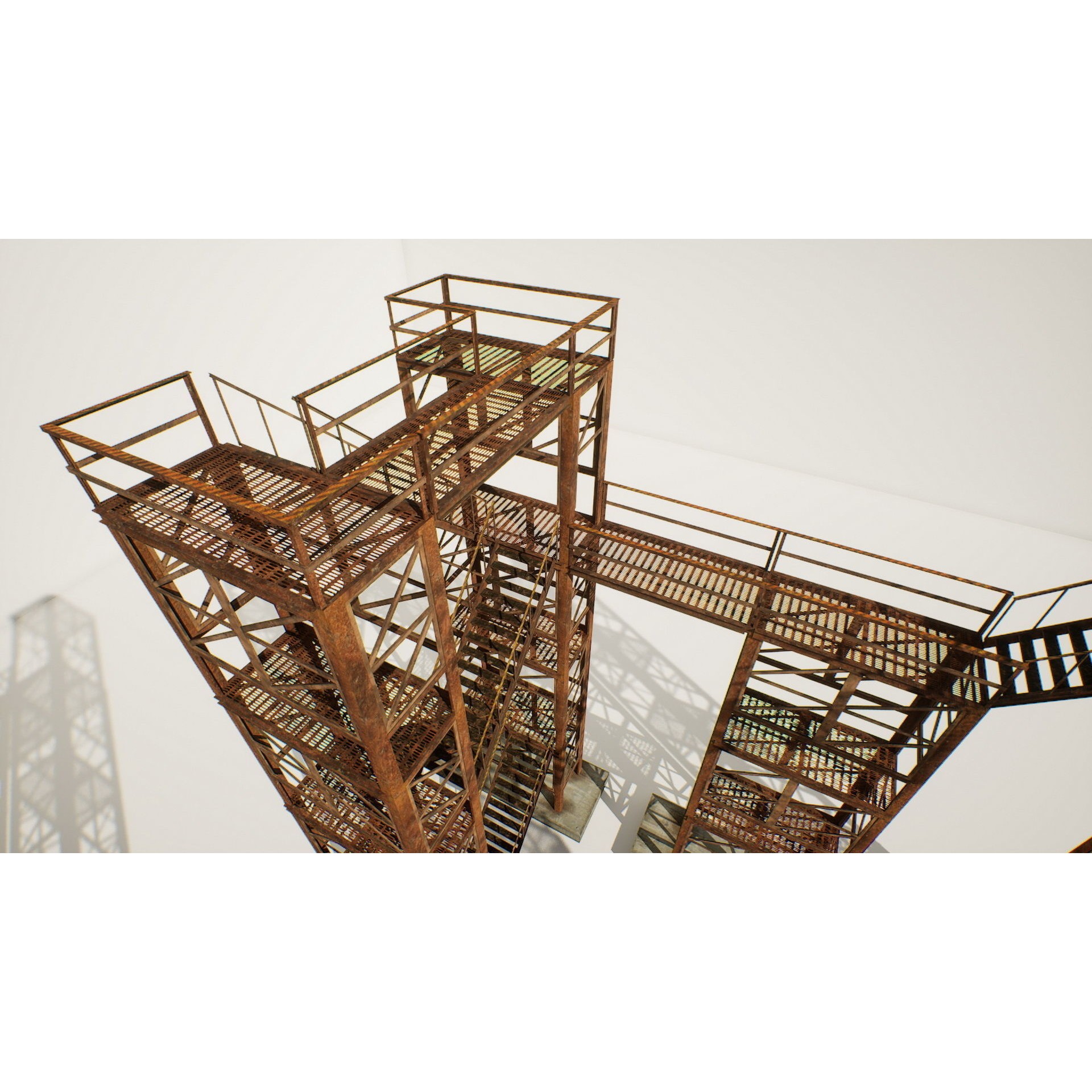 Industrial Stairs Modular - Low-Poly Game-Ready 3D Model - View 8