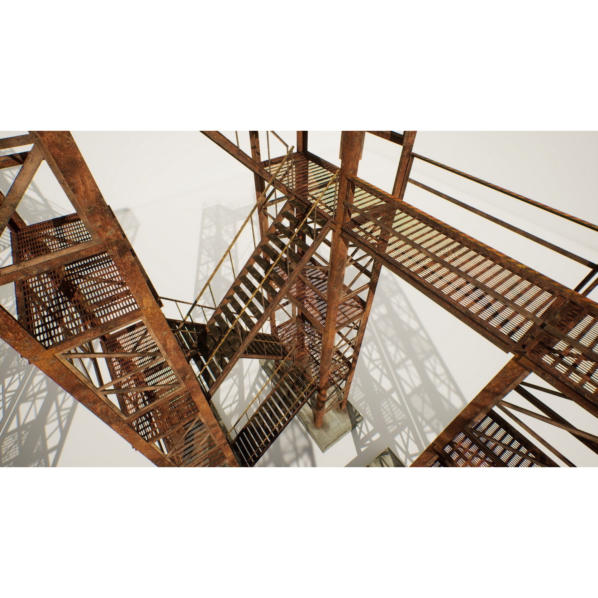 Industrial Stairs Modular - Low-Poly Game-Ready 3D Model - View 9