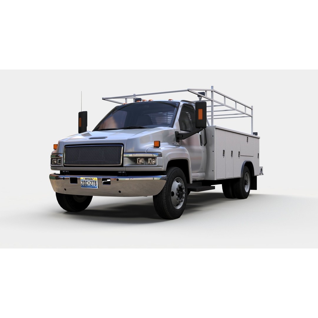 Industrial Service Truck 3D Model – Low Poly Game Ready Asset, FBX - View 13