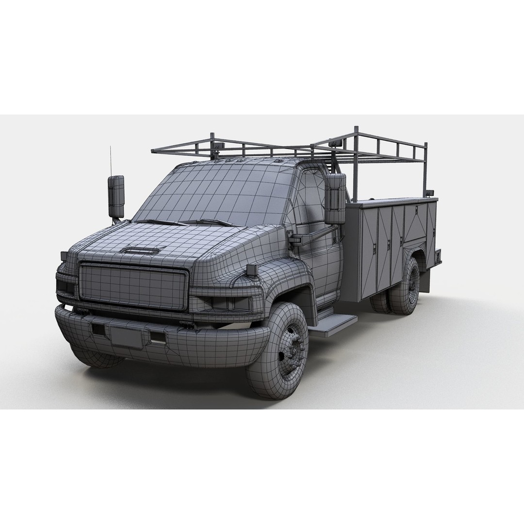 Industrial Service Truck 3D Model – Low Poly Game Ready Asset, FBX - View 14
