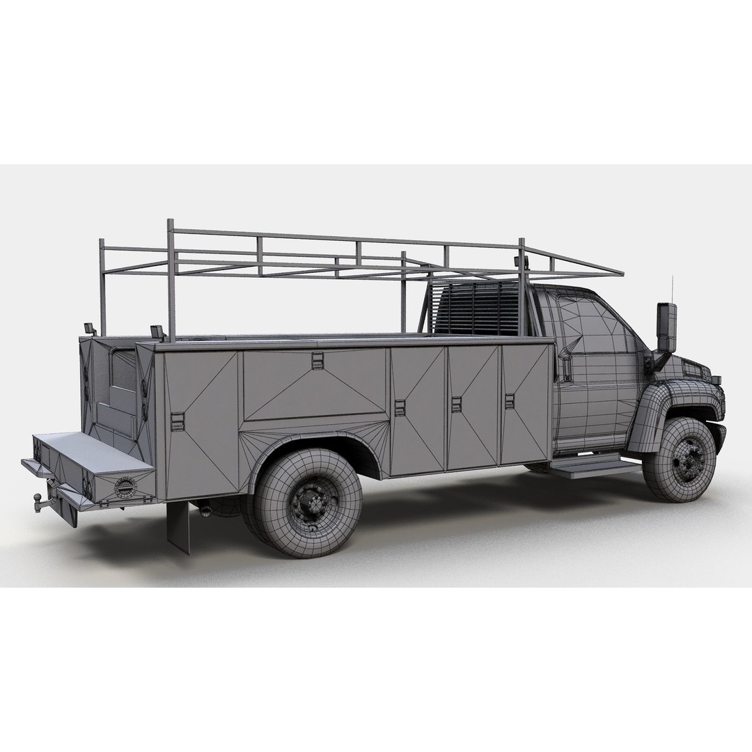 Industrial Service Truck 3D Model – Low Poly Game Ready Asset, FBX - View 15