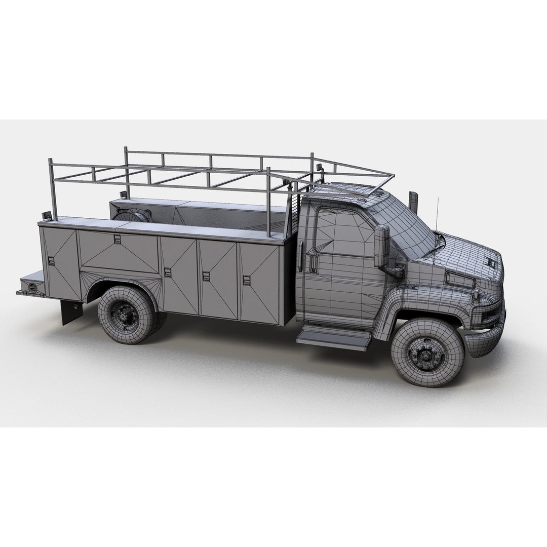 Industrial Service Truck 3D Model – Low Poly Game Ready Asset, FBX - View 16
