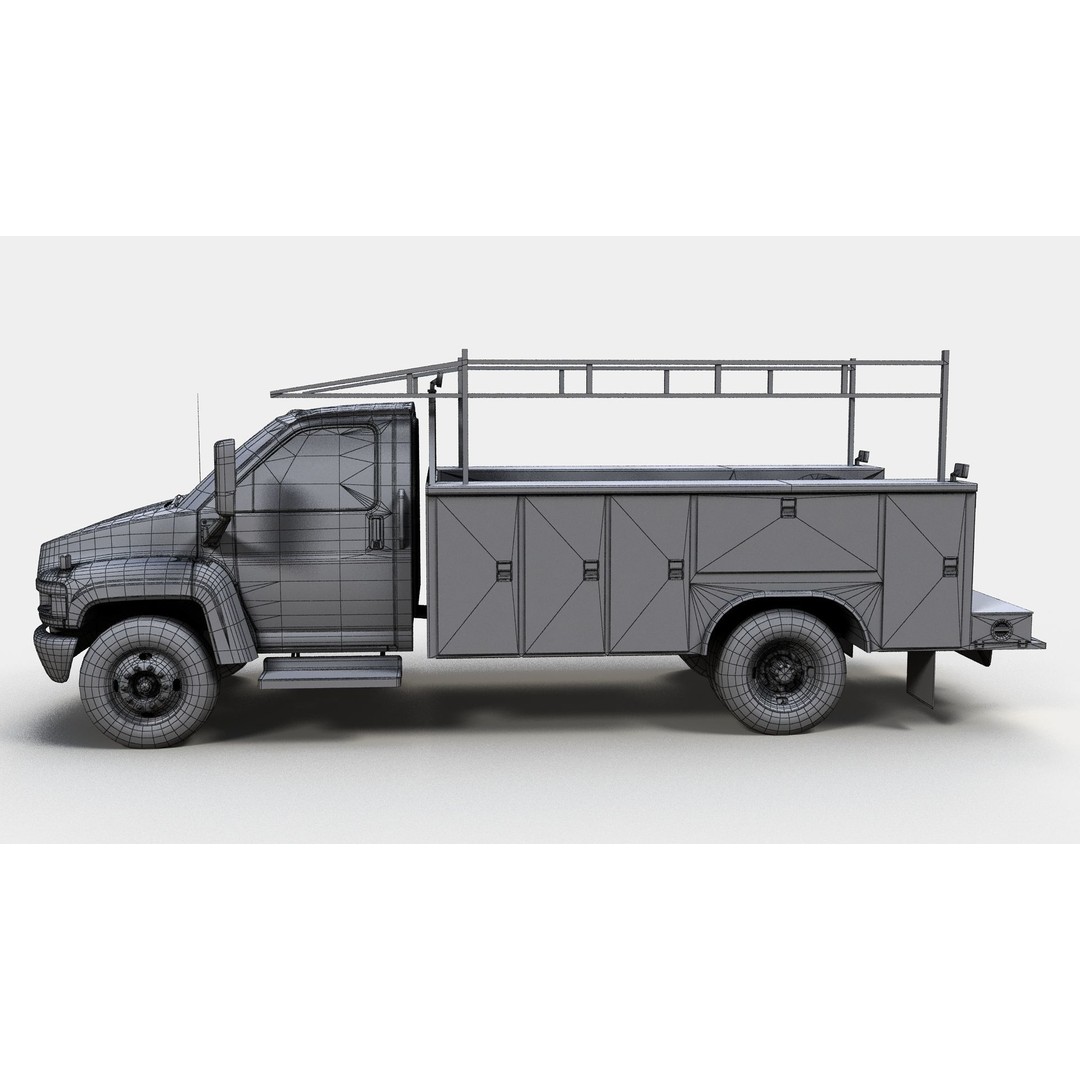 Industrial Service Truck 3D Model – Low Poly Game Ready Asset, FBX - View 17