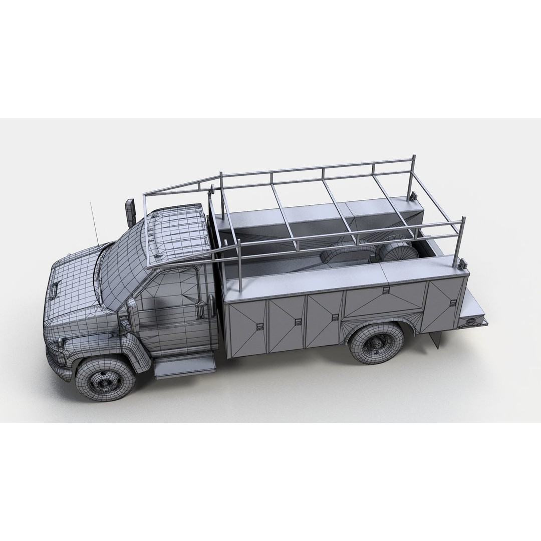 Industrial Service Truck 3D Model – Low Poly Game Ready Asset, FBX - View 18