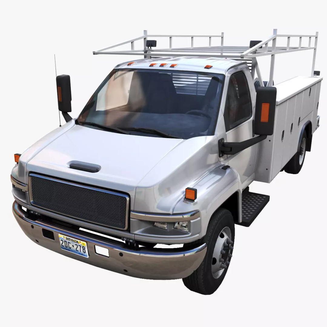 Industrial Service Truck 3D Model – Low Poly Game Ready Asset, FBX - View 2