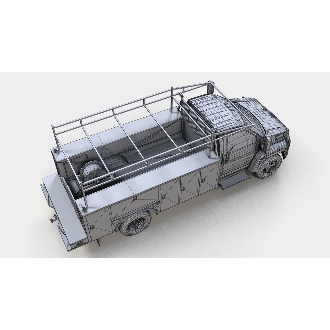 Industrial Service Truck 3D Model – Low Poly Game Ready Asset, FBX - View 20