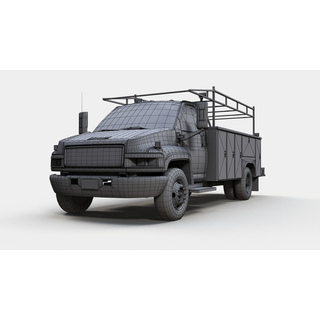 Industrial Service Truck 3D Model – Low Poly Game Ready Asset, FBX - View 21