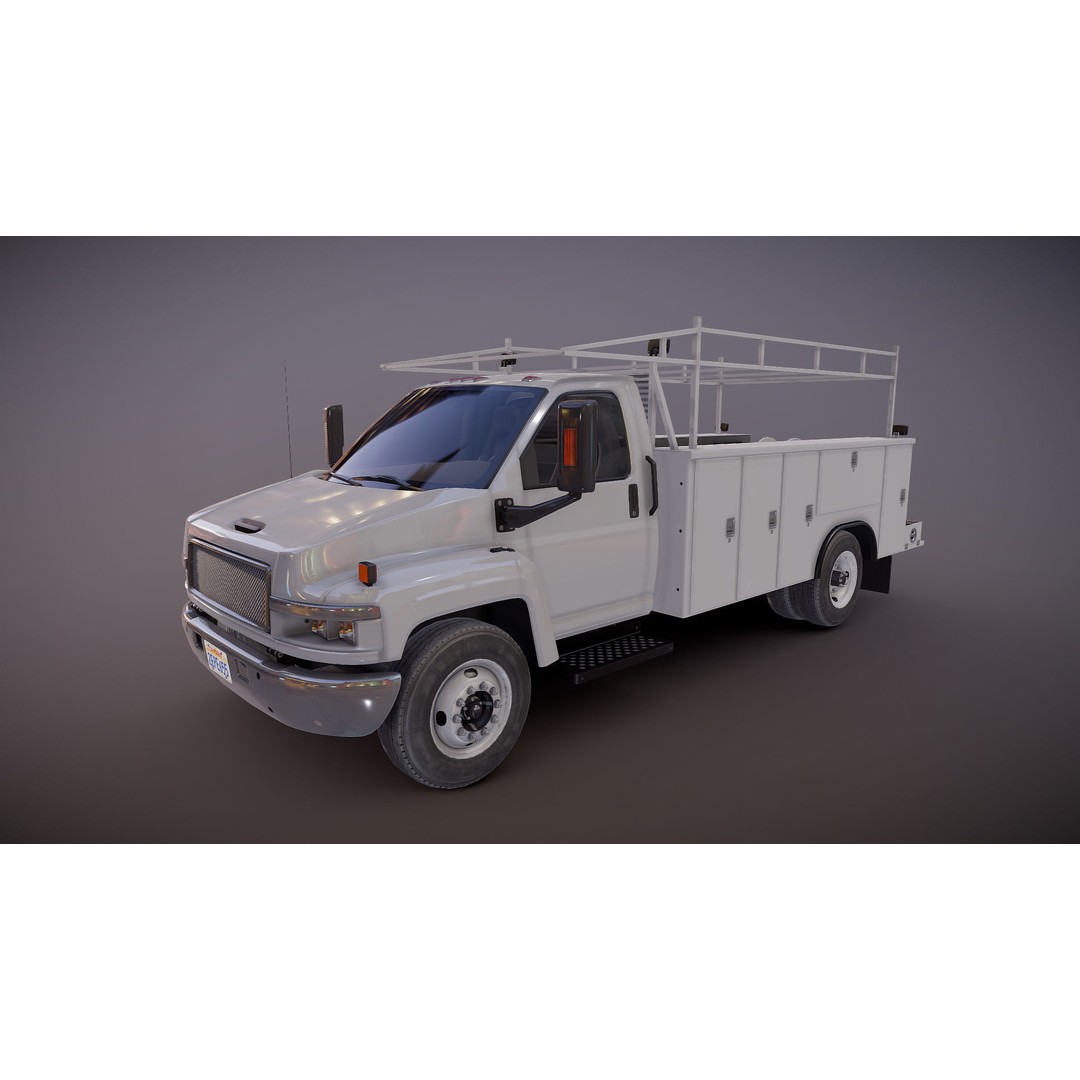 Industrial Service Truck 3D Model – Low Poly Game Ready Asset, FBX - View 22