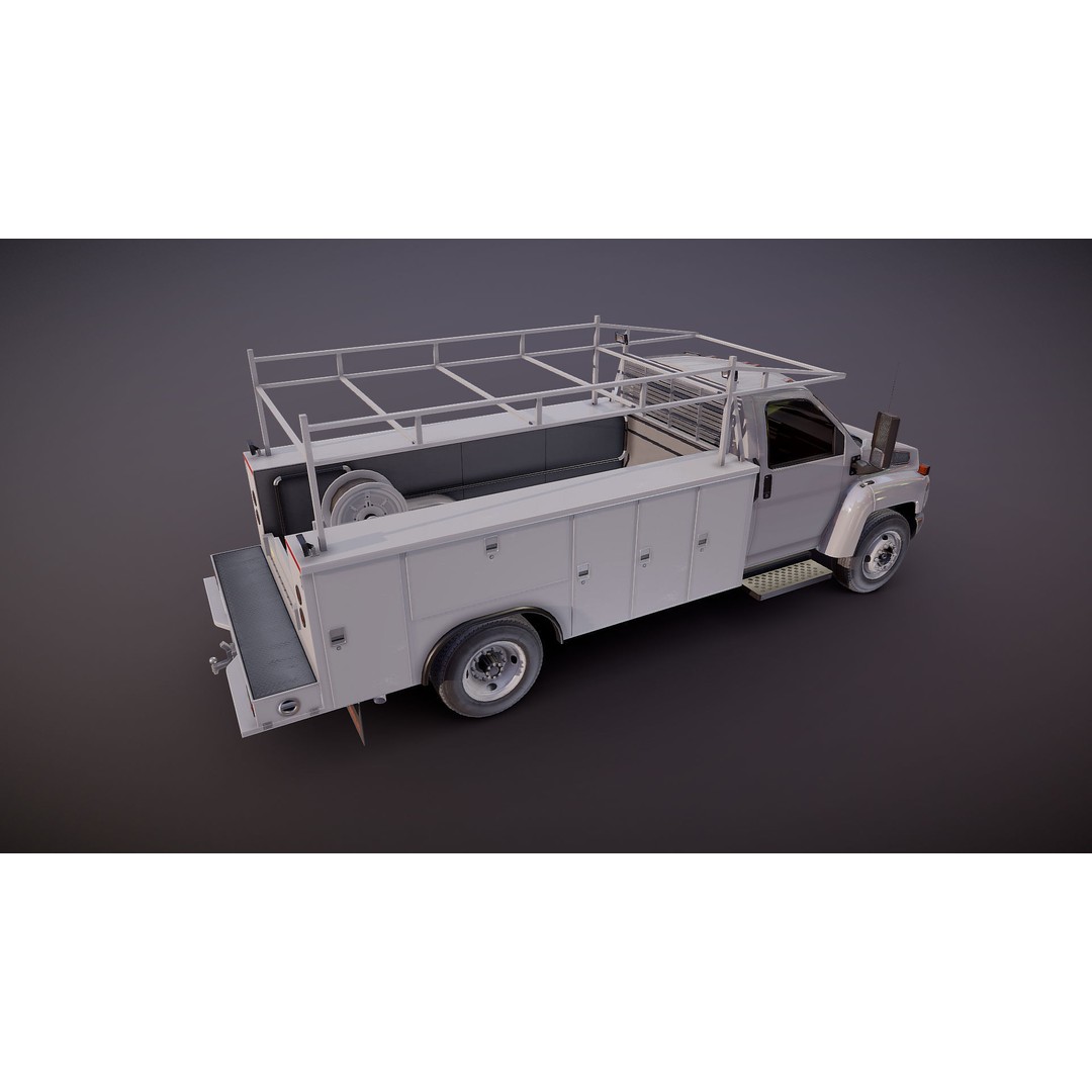 Industrial Service Truck 3D Model – Low Poly Game Ready Asset, FBX - View 23