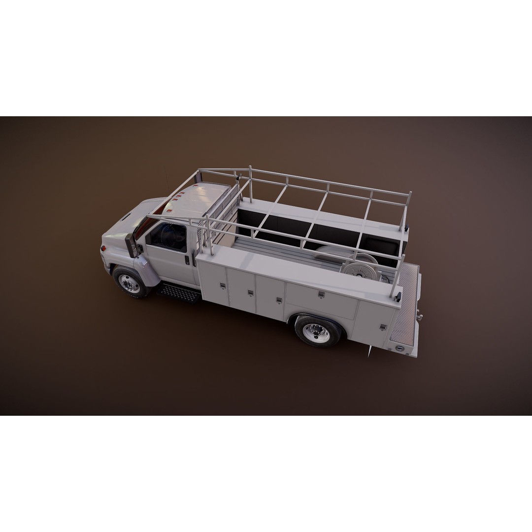 Industrial Service Truck 3D Model – Low Poly Game Ready Asset, FBX - View 24