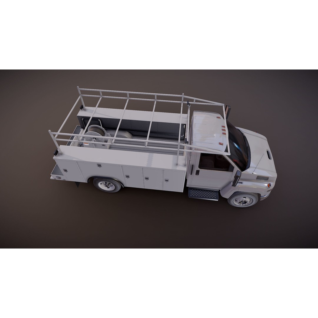 Industrial Service Truck 3D Model – Low Poly Game Ready Asset, FBX - View 29