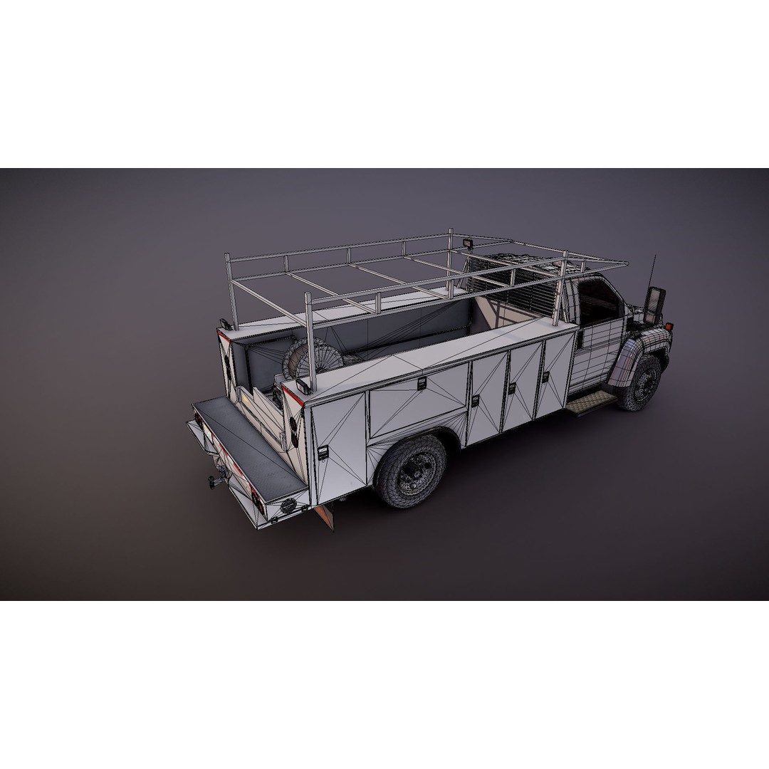 Industrial Service Truck 3D Model – Low Poly Game Ready Asset, FBX - View 30