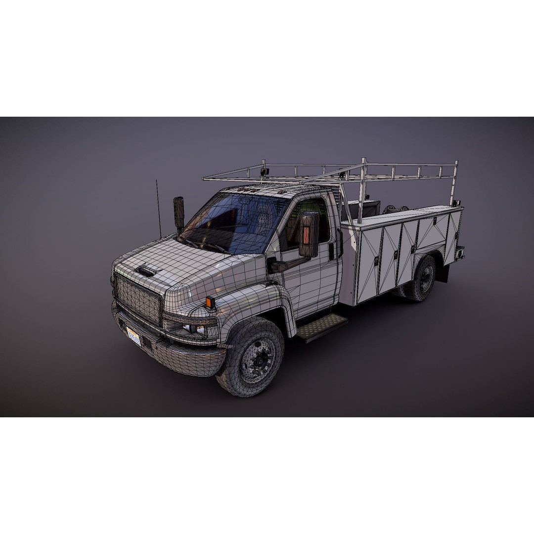 Industrial Service Truck 3D Model – Low Poly Game Ready Asset, FBX - View 31