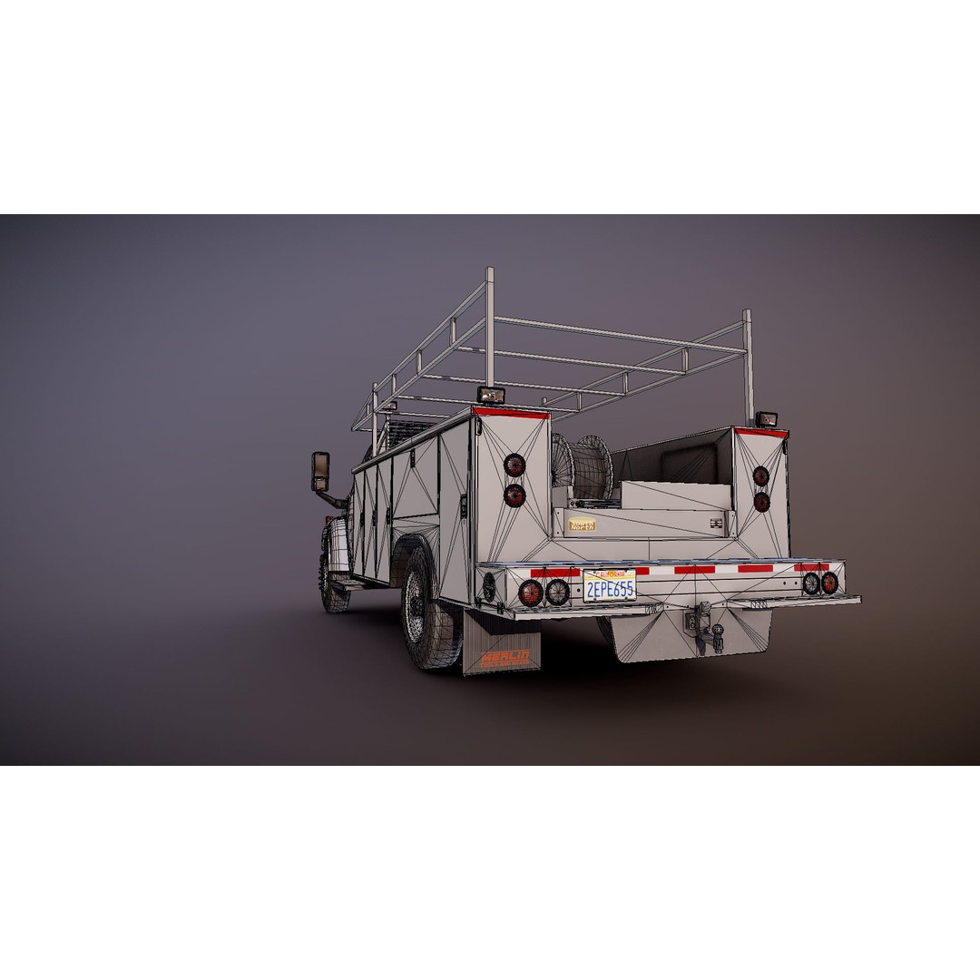 Industrial Service Truck 3D Model – Low Poly Game Ready Asset, FBX - View 32