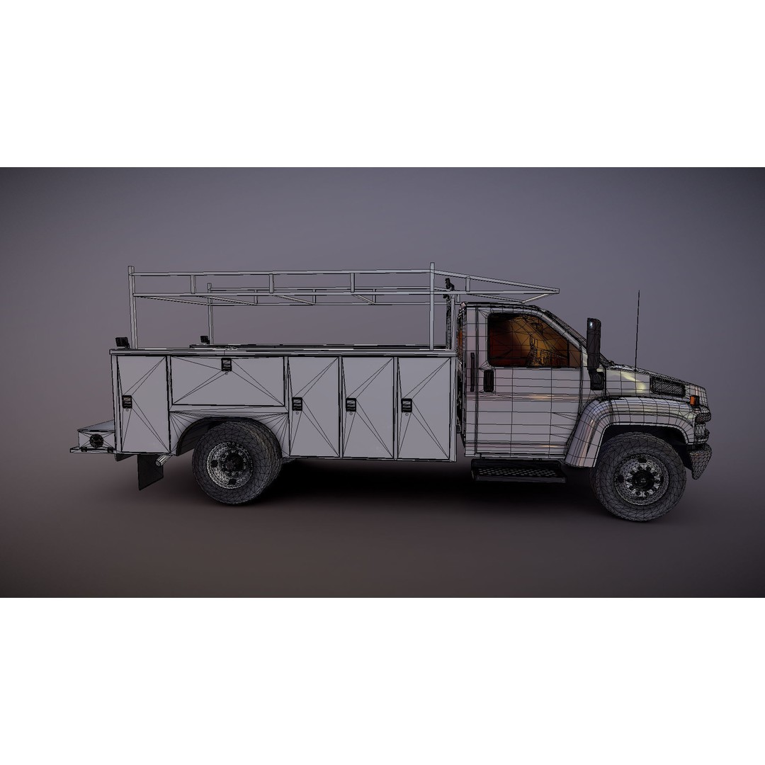 Industrial Service Truck 3D Model – Low Poly Game Ready Asset, FBX - View 33