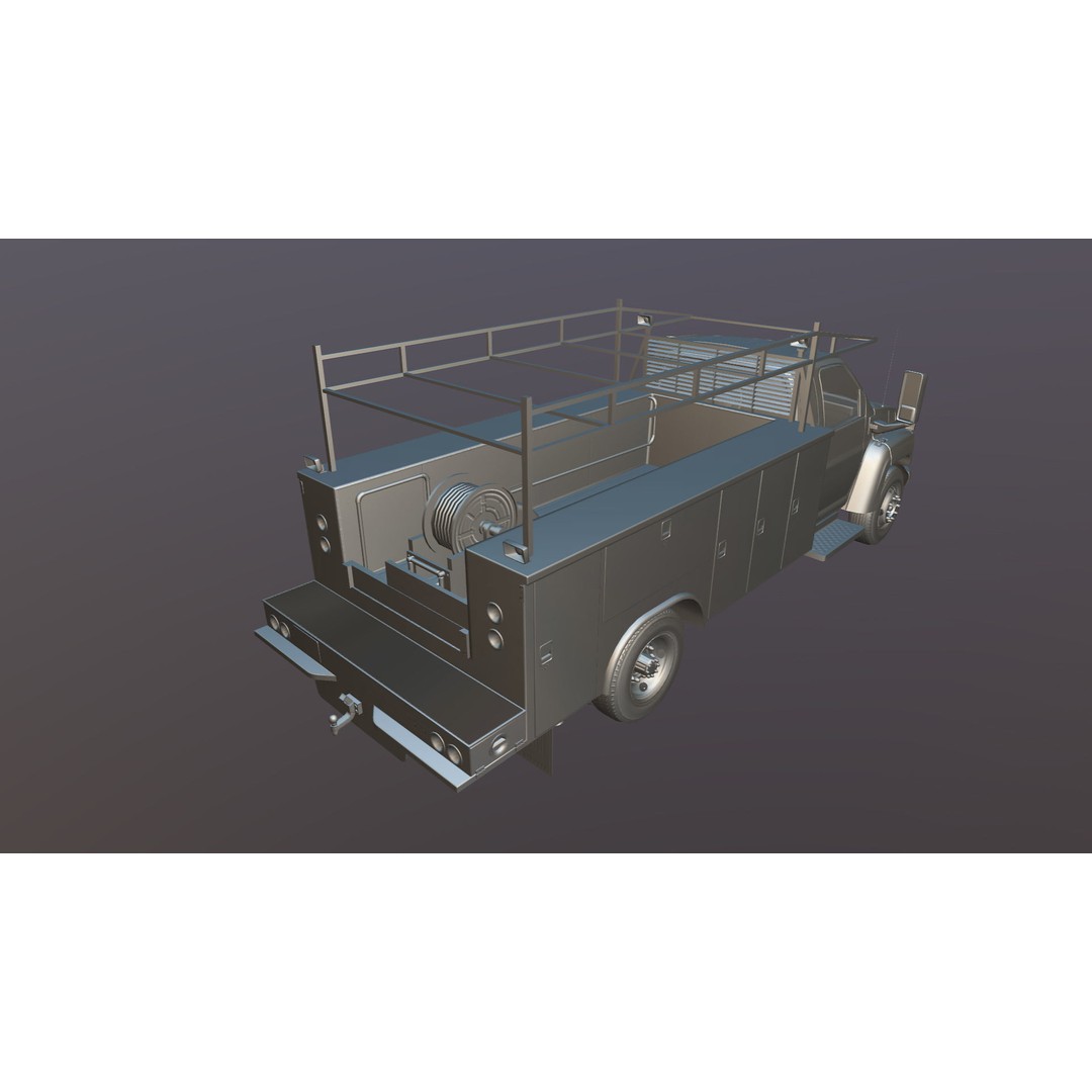 Industrial Service Truck 3D Model – Low Poly Game Ready Asset, FBX - View 35