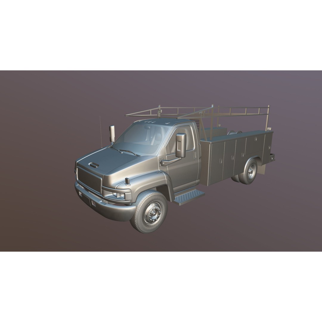 Industrial Service Truck 3D Model – Low Poly Game Ready Asset, FBX - View 36
