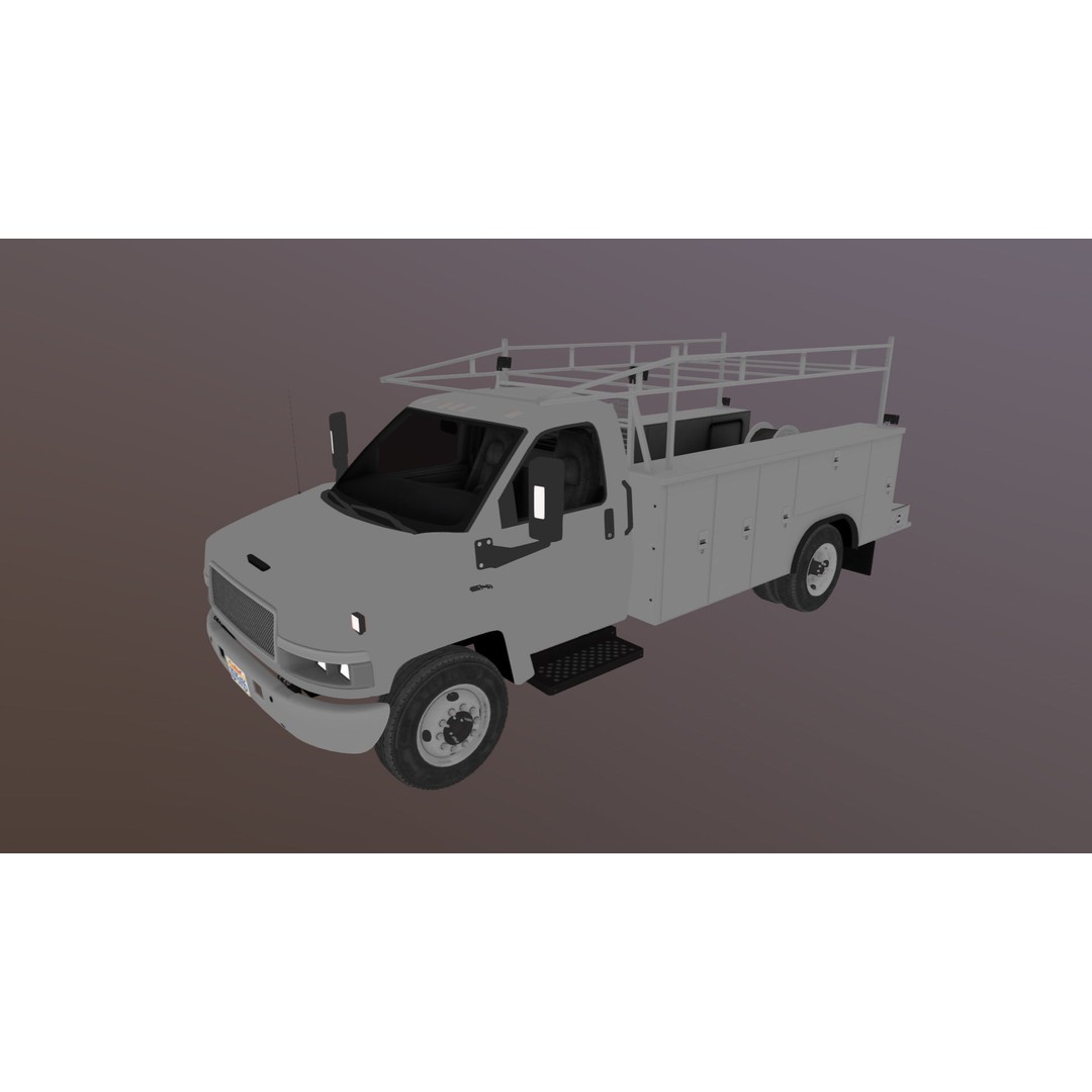 Industrial Service Truck 3D Model – Low Poly Game Ready Asset, FBX - View 38