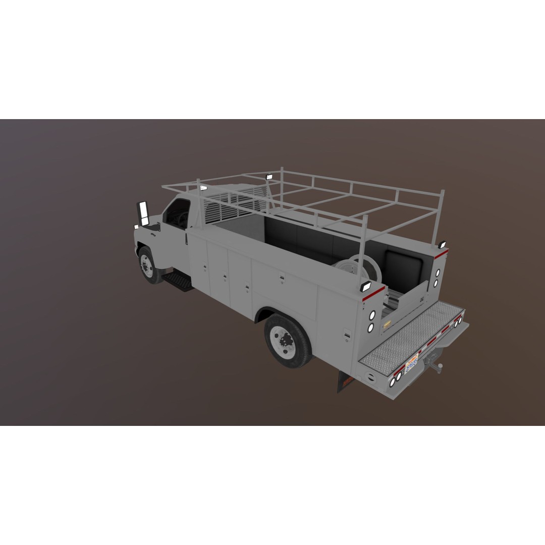 Industrial Service Truck 3D Model – Low Poly Game Ready Asset, FBX - View 39