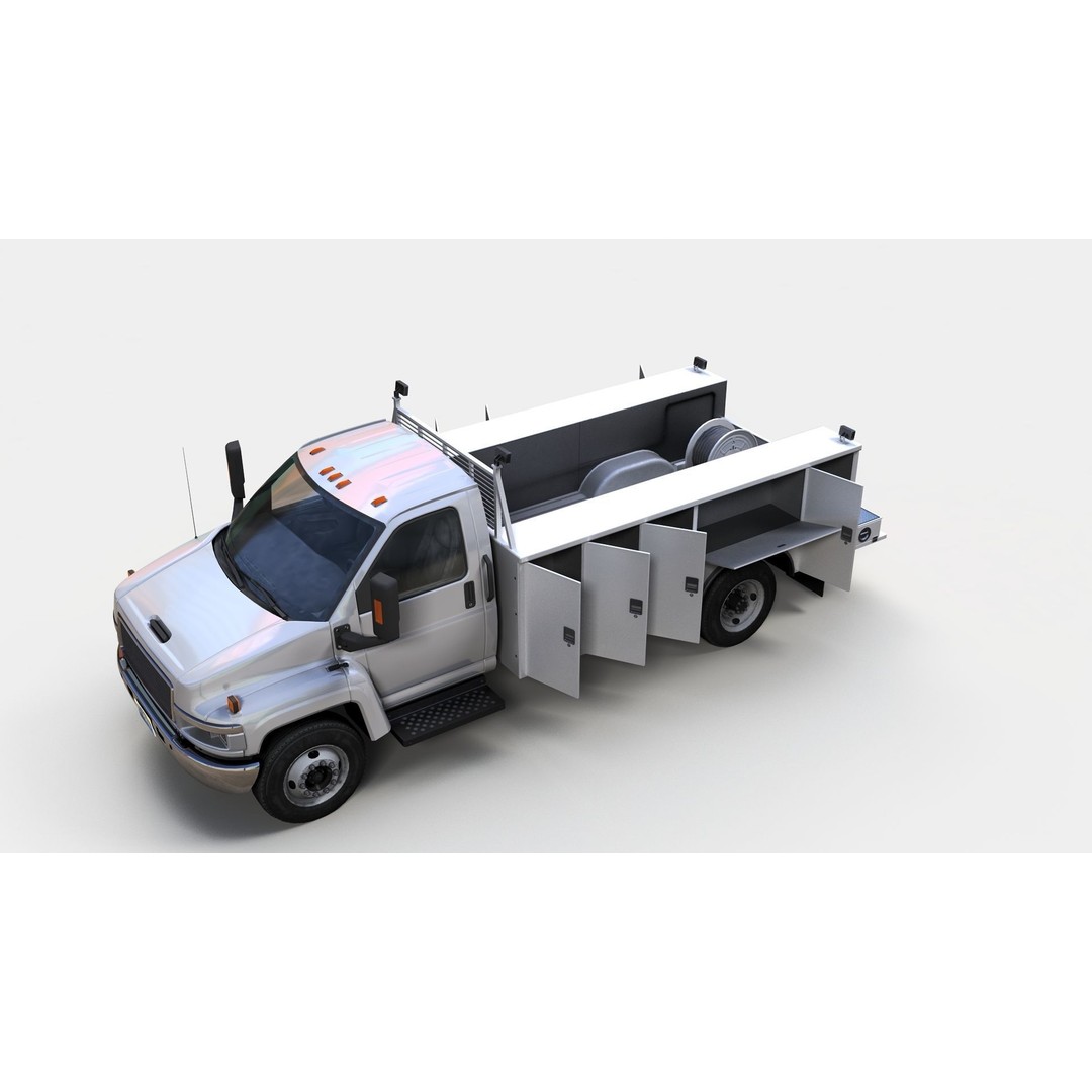 Industrial Service Truck 3D Model – Low Poly Game Ready Asset, FBX - View 4
