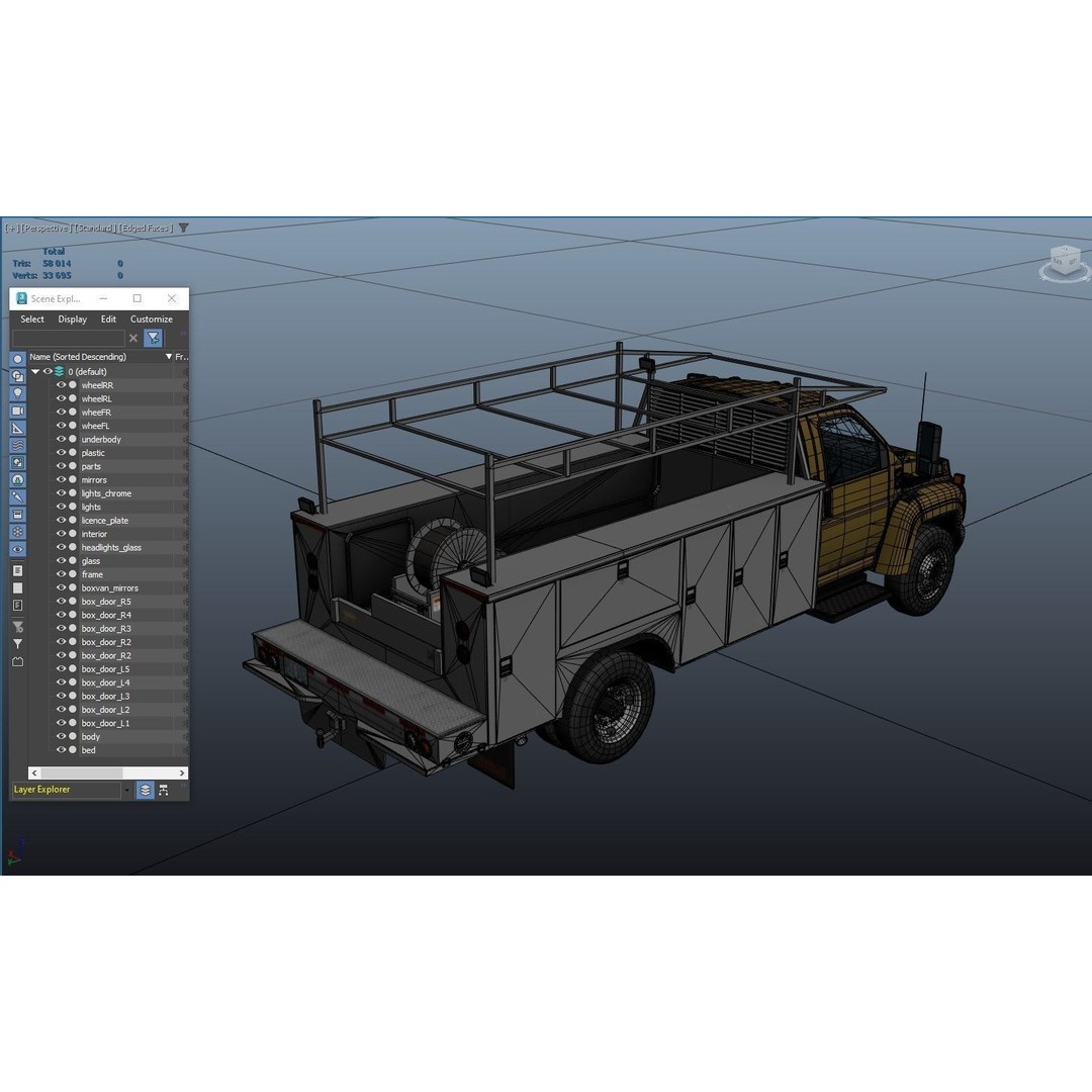 Industrial Service Truck 3D Model – Low Poly Game Ready Asset, FBX - View 41