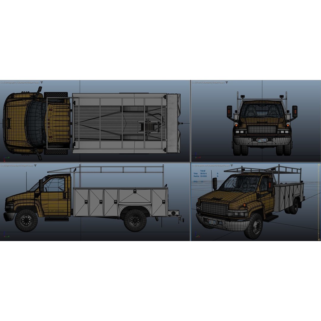 Industrial Service Truck 3D Model – Low Poly Game Ready Asset, FBX - View 42
