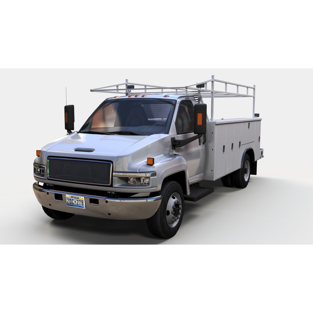 Industrial Service Truck 3D Model – Low Poly Game Ready Asset, FBX - View 6