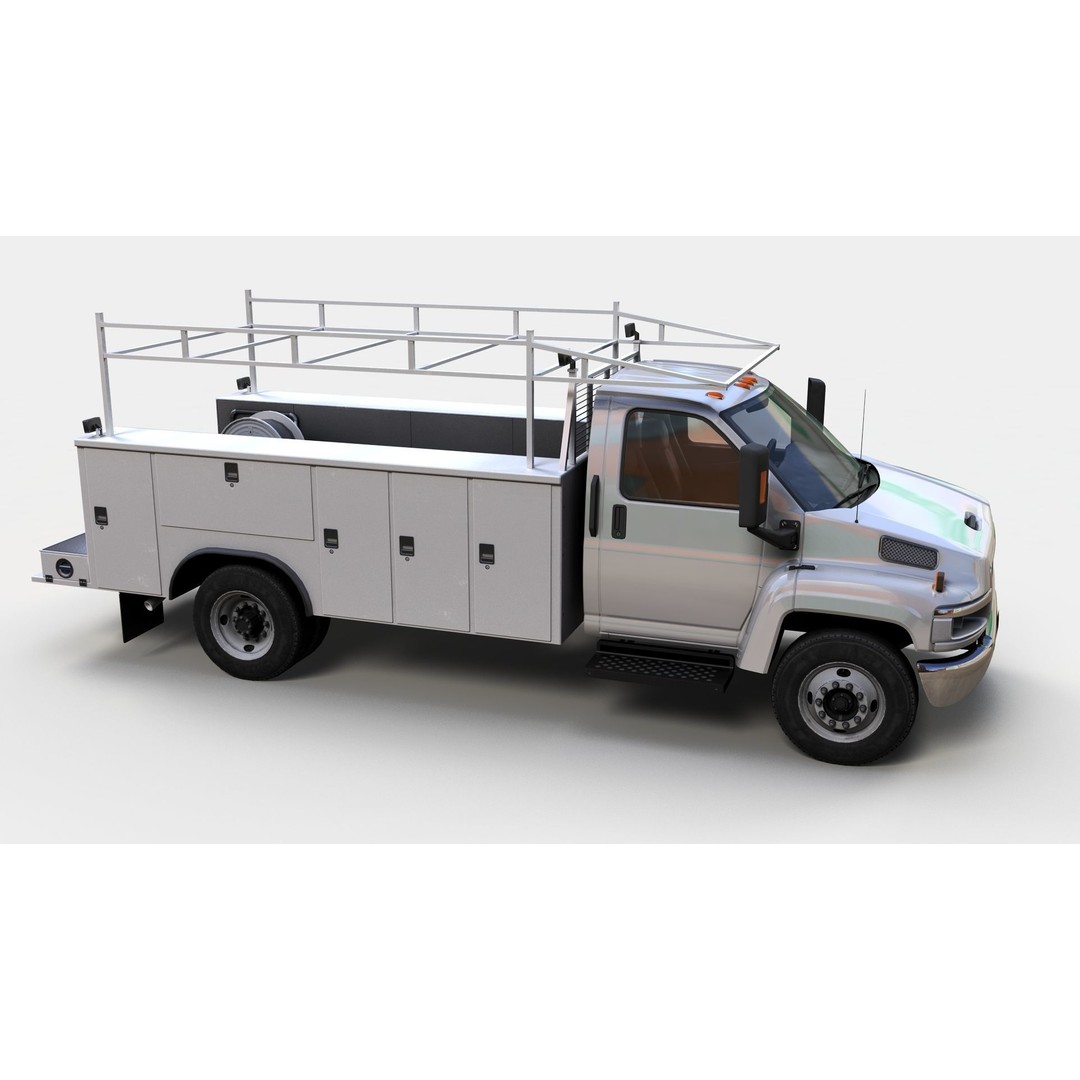 Industrial Service Truck 3D Model – Low Poly Game Ready Asset, FBX - View 8