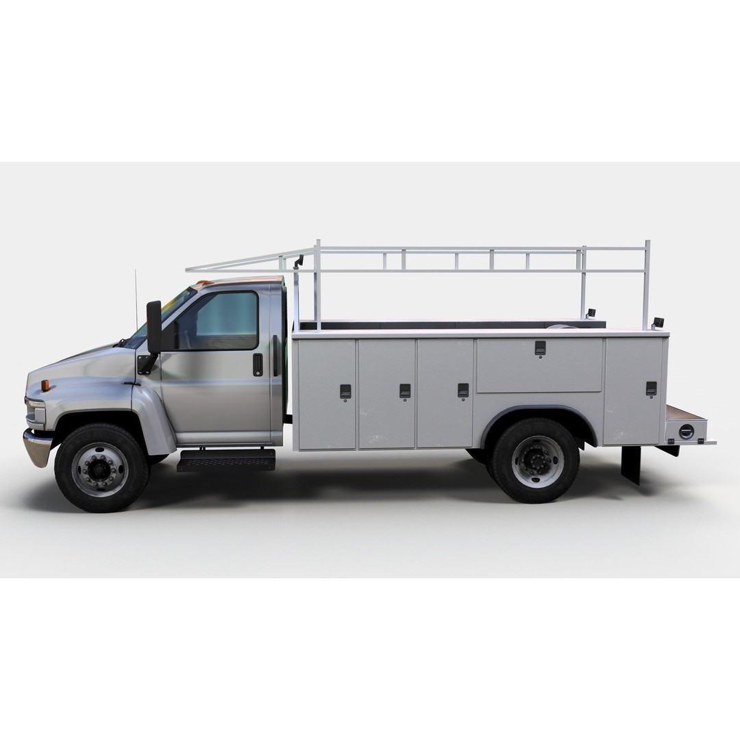 Industrial Service Truck 3D Model – Low Poly Game Ready Asset, FBX - View 9
