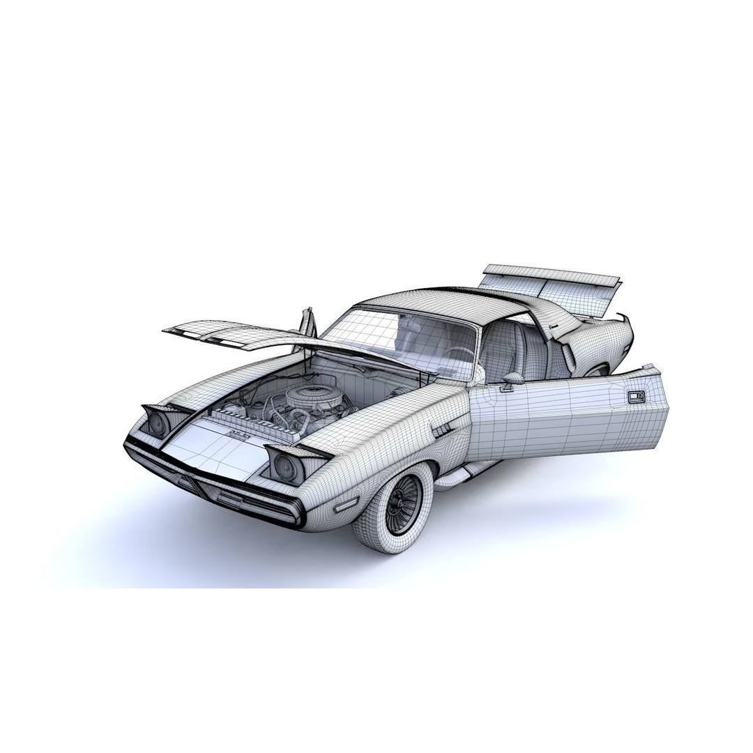 Dodge Diamante 1970 3D Model – High Poly Antique Car, FBX, OBJ - View 23