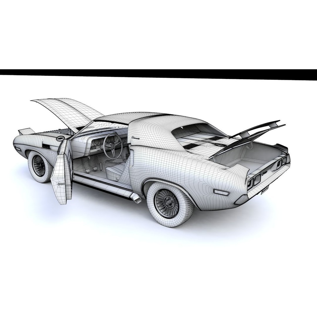 Dodge Diamante 1970 3D Model – High Poly Antique Car, FBX, OBJ - View 25