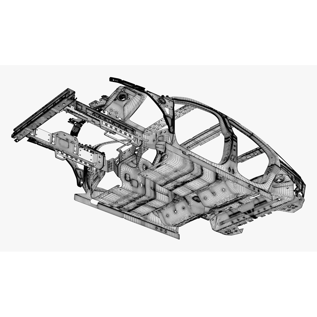 Car Frame Body Liftback Sedan M1 3D Model – Realistic Design, Blender & FBX Formats - View 11