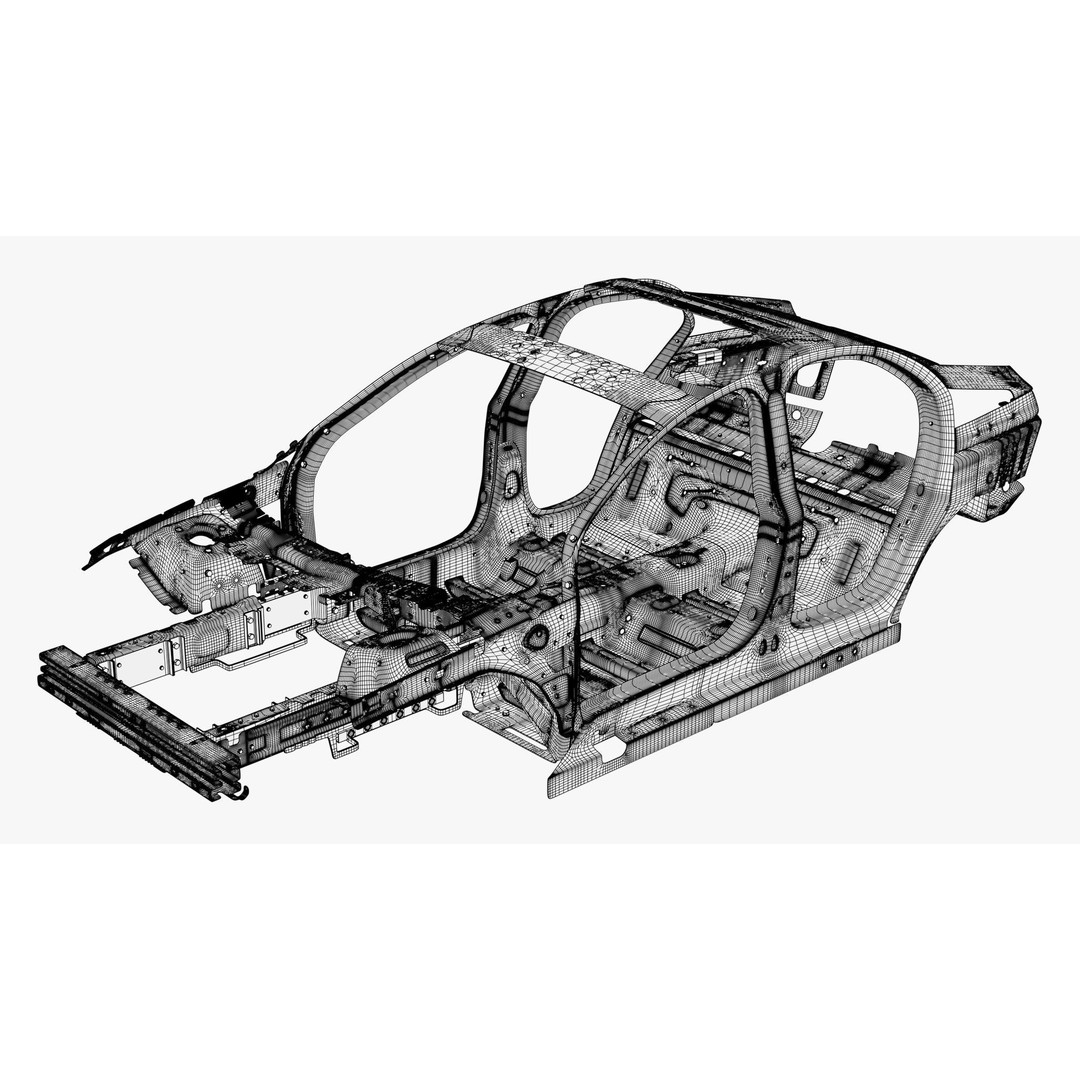 Car Frame Body Liftback Sedan M1 3D Model – Realistic Design, Blender & FBX Formats - View 9