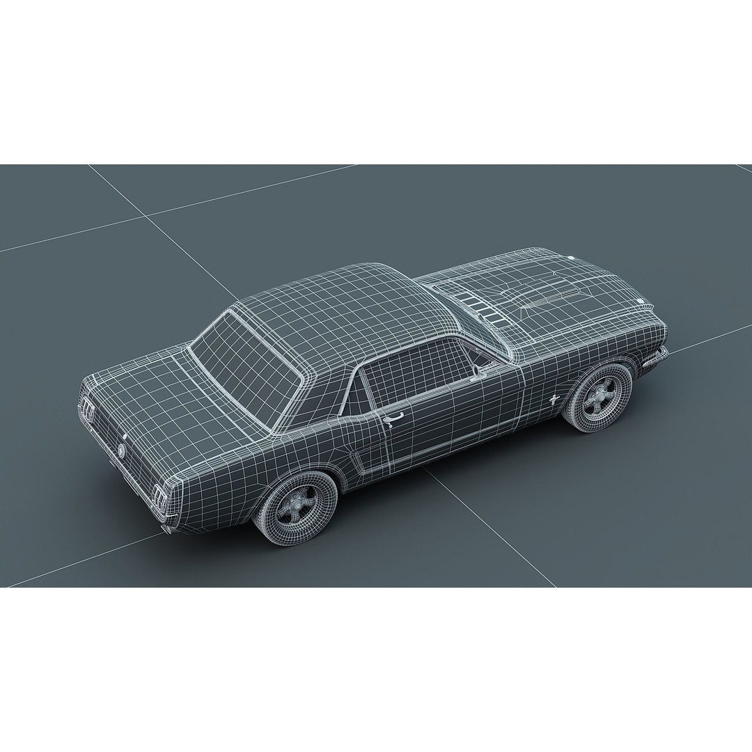 Ford Mustang 1964 3D Model – Classic Car Asset, FBX, OBJ Formats