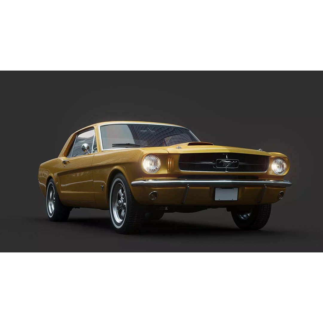 Ford Mustang 1964 3D Model – Classic Car Asset, FBX, OBJ Formats - View 2