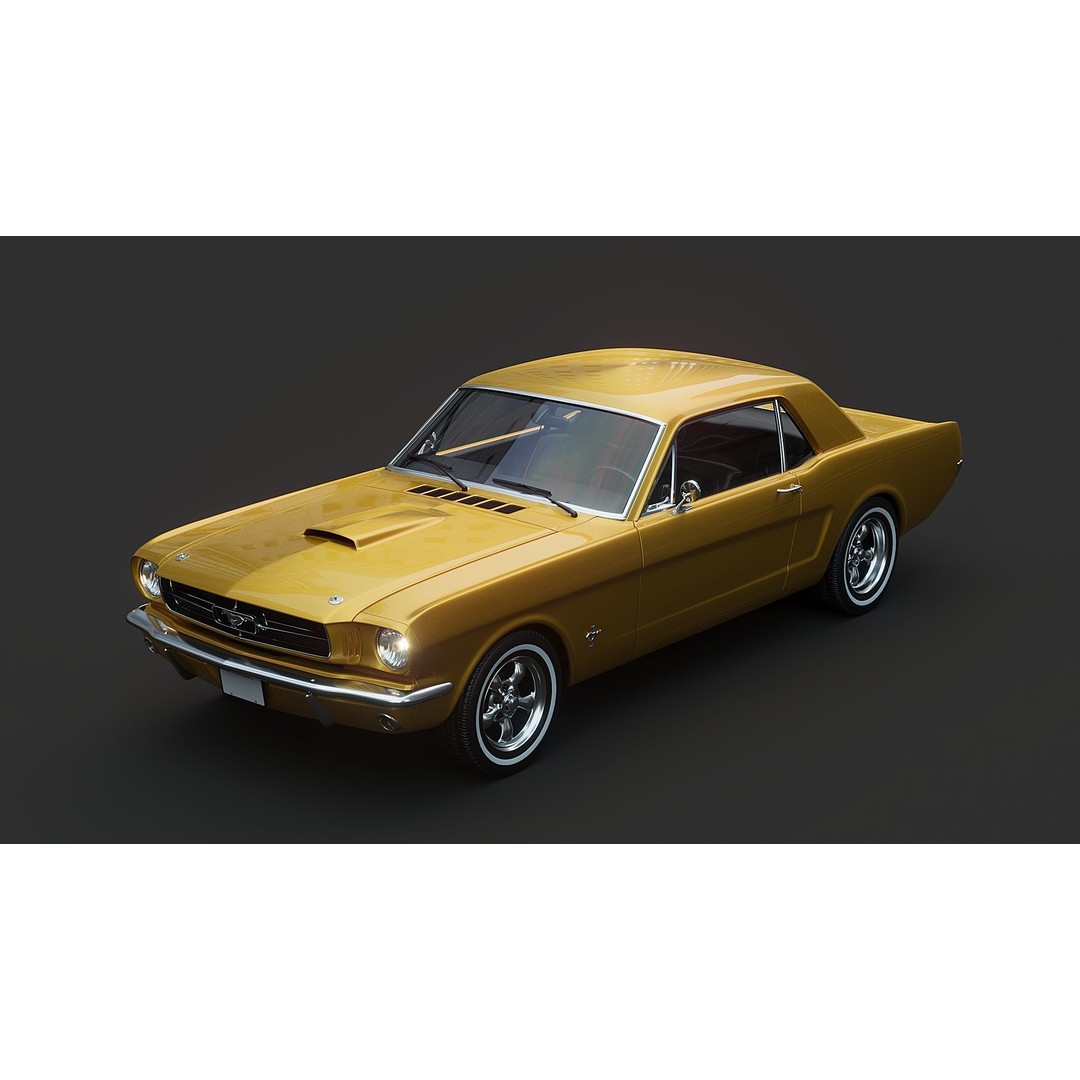 Ford Mustang 1964 3D Model – Classic Car Asset, FBX, OBJ Formats - View 4