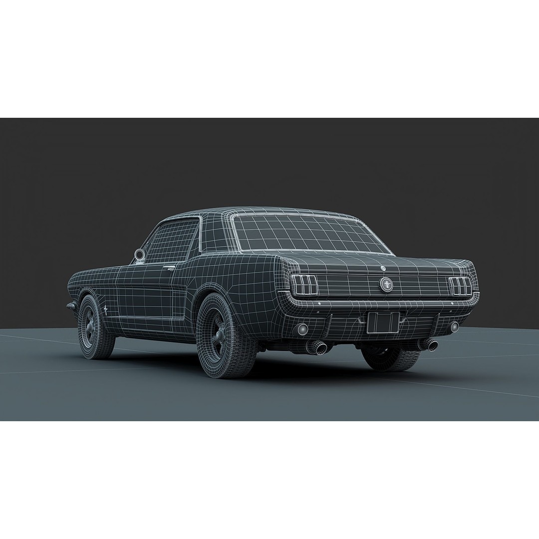 Ford Mustang 1964 3D Model – Classic Car Asset, FBX, OBJ Formats - View 6