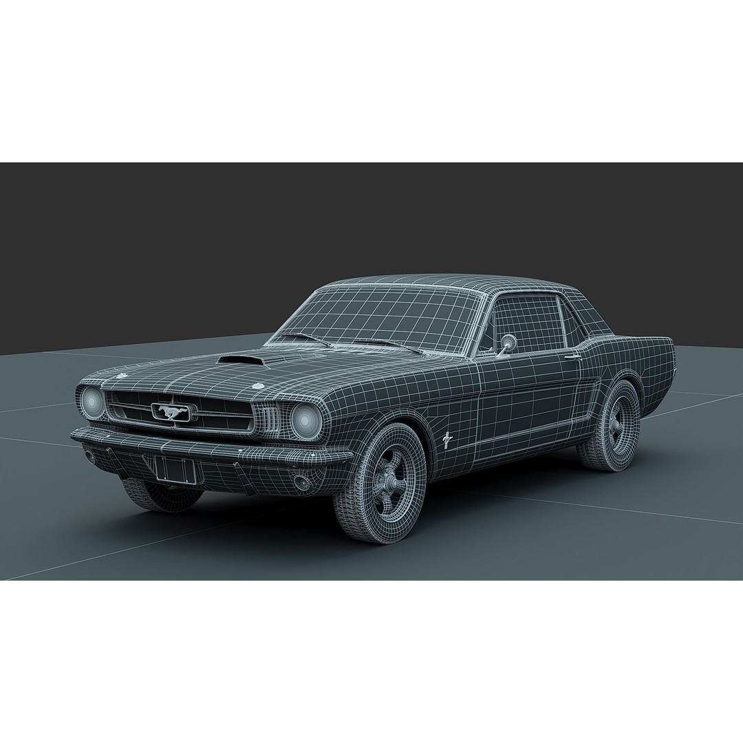 Ford Mustang 1964 3D Model – Classic Car Asset, FBX, OBJ Formats - View 7