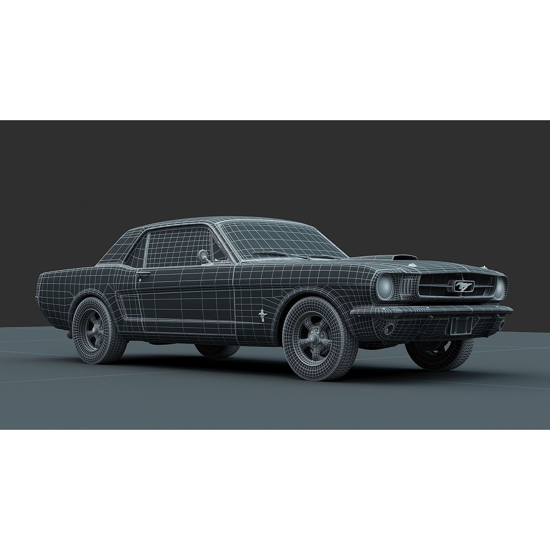 Ford Mustang 1964 3D Model – Classic Car Asset, FBX, OBJ Formats - View 8