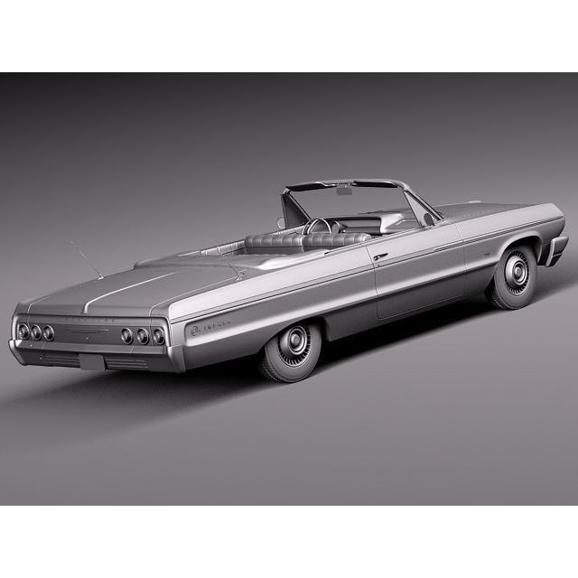 Chevrolet Impala Convertible 3D Model – High Poly Antique Car, FBX, OBJ