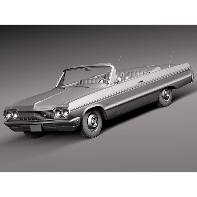 Chevrolet Impala Convertible 3D Model – High Poly Antique Car, FBX, OBJ - View 11