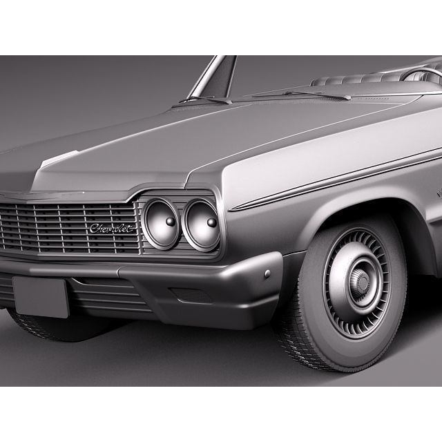 Chevrolet Impala Convertible 3D Model – High Poly Antique Car, FBX, OBJ - View 12