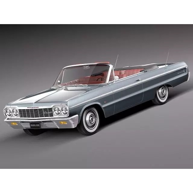 Chevrolet Impala Convertible 3D Model – High Poly Antique Car, FBX, OBJ - View 2