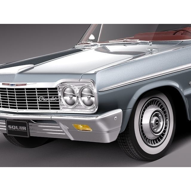 Chevrolet Impala Convertible 3D Model – High Poly Antique Car, FBX, OBJ - View 4