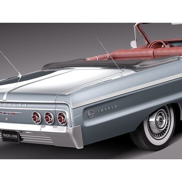 Chevrolet Impala Convertible 3D Model – High Poly Antique Car, FBX, OBJ - View 5