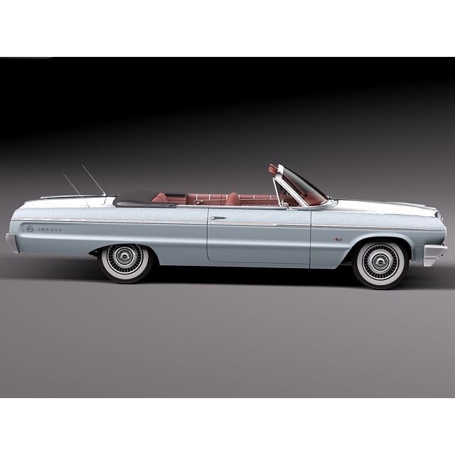 Chevrolet Impala Convertible 3D Model – High Poly Antique Car, FBX, OBJ - View 8